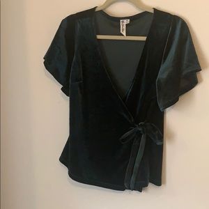 Dark green velvet blouse